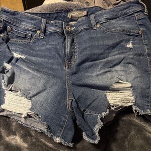 torrid Dark Blue Distressed Denim Cutoff Shorts
